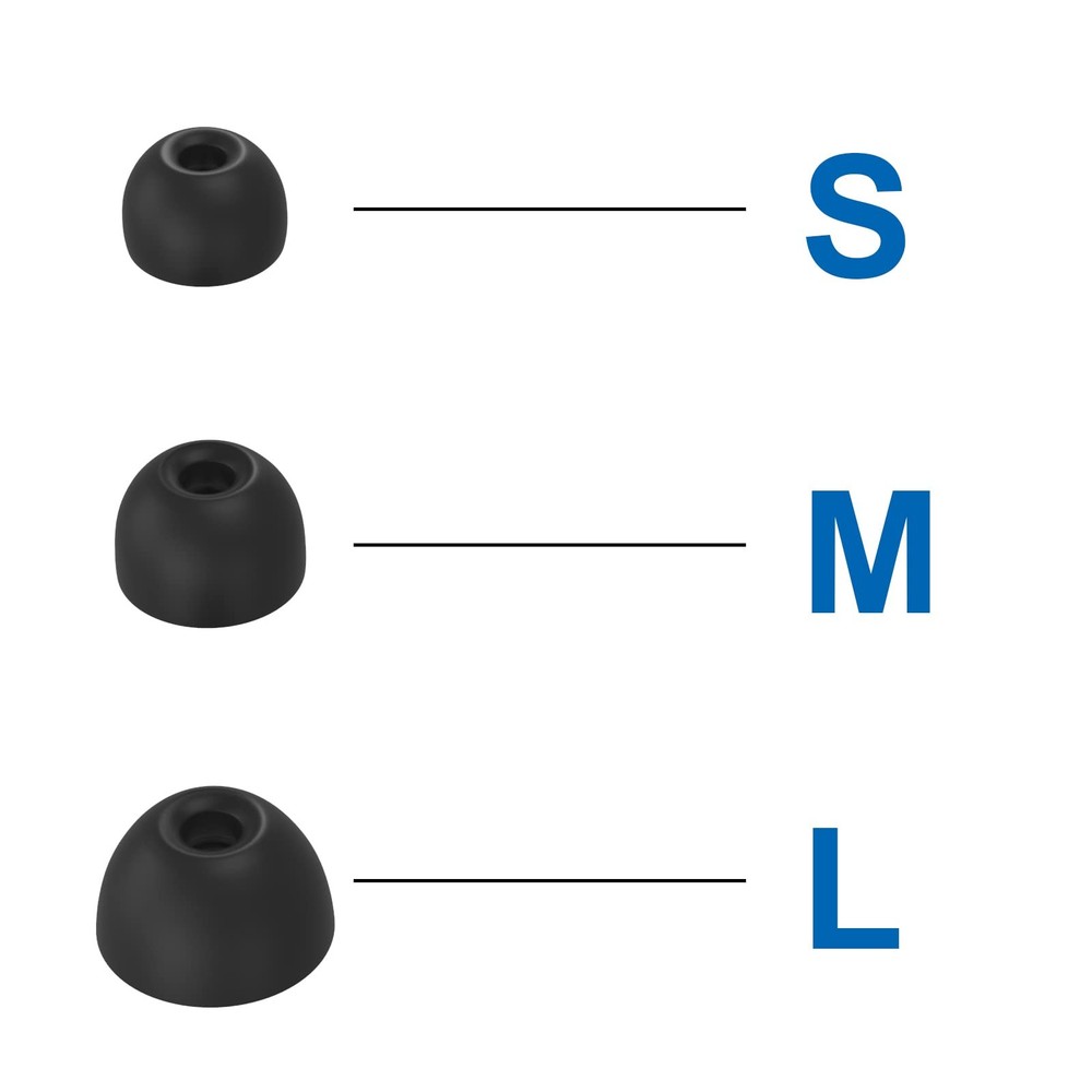 6 Pairs Replacement Silicone Ear Tips Earbuds Buds Set large, Black