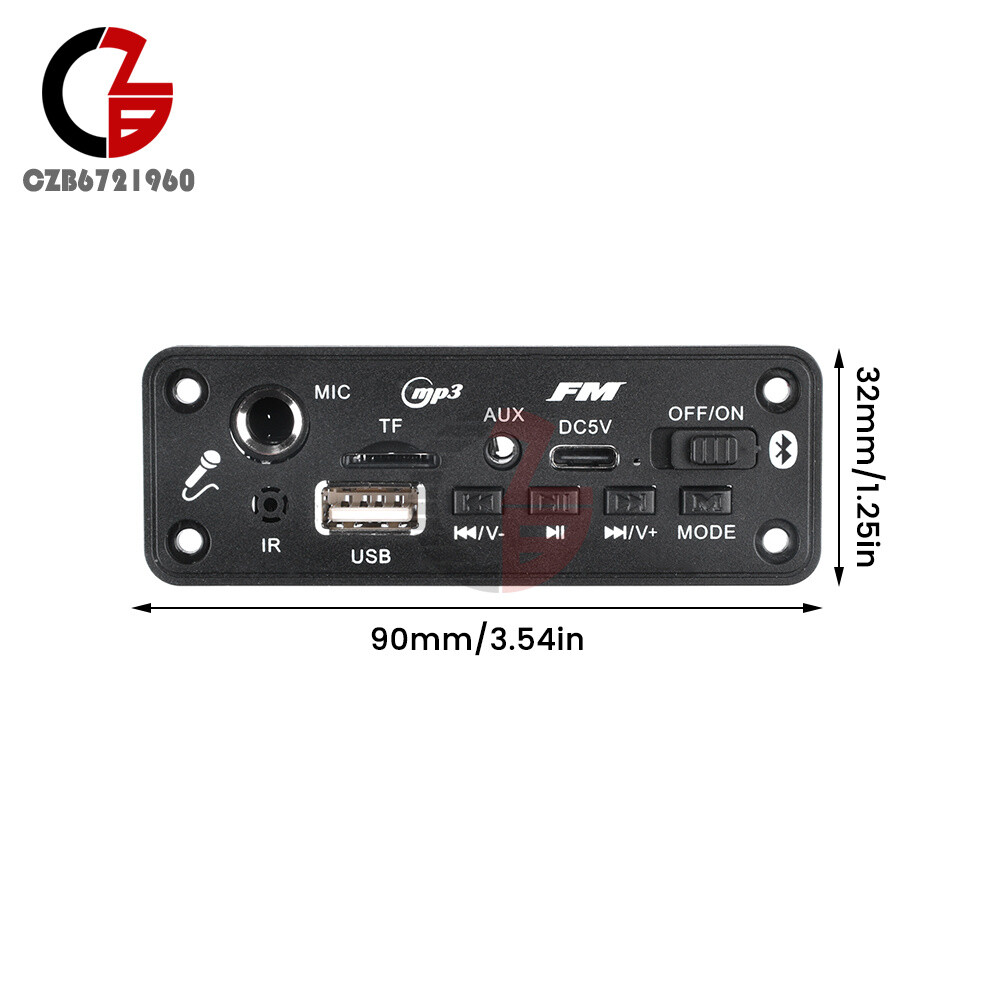 MP3 Bluetooth5.3 Power Amplifier Decoder Board USB TF FM Radio 2*3W Audio Player