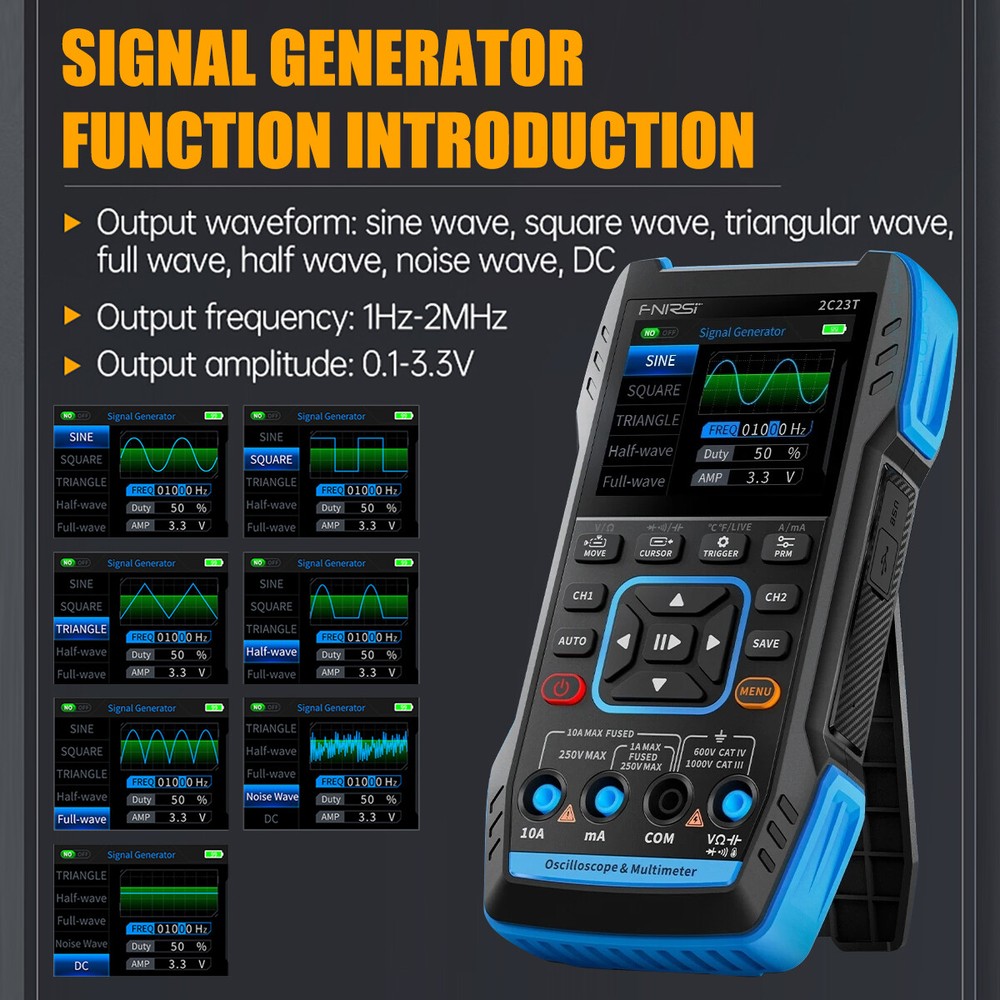 FNIRSI-2C23T Handheld Oscilloscope Digital Multimeter Function Signal Generator
