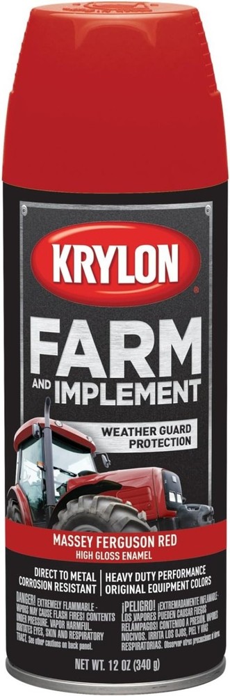 Farm & Implement Spray Paint, High Gloss, Massey Ferguson Red, 12 oz