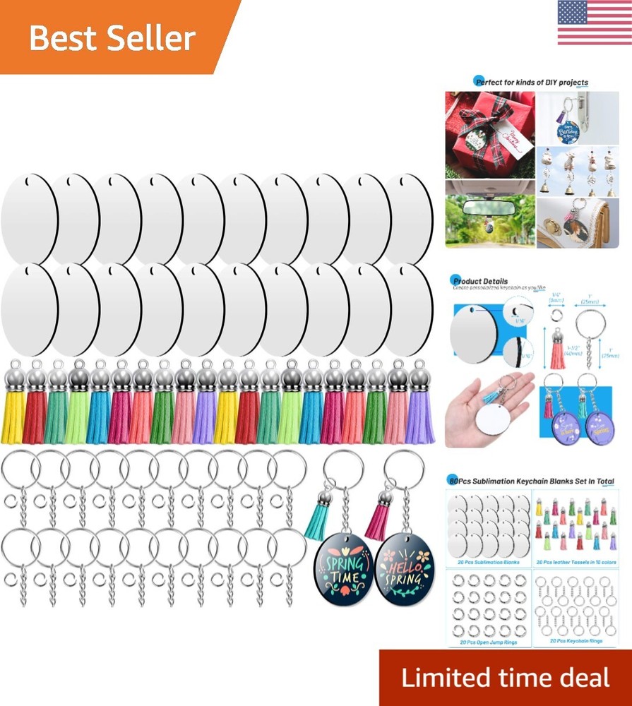 Versatile 80-Piece Sublimation Blanks Bundle: Personalize Keychains & Coasters