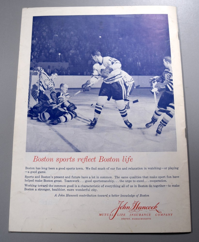 Boston Bruins Vs Toronto Maple Leafs April 2nd 1959 Official Game Program Horton