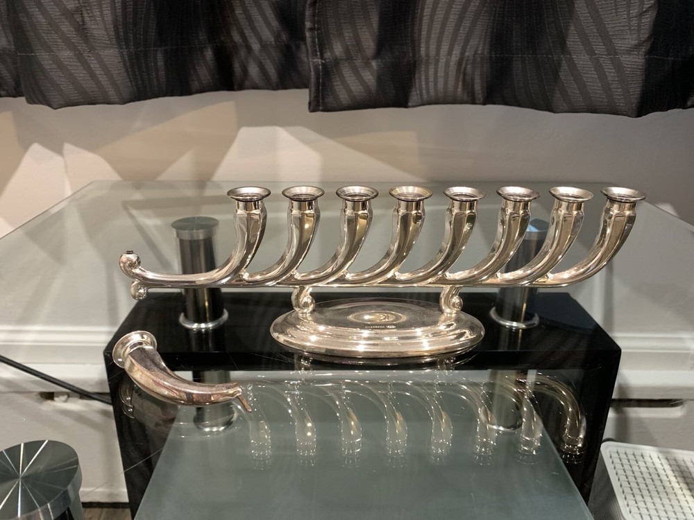 Hanukah Menorah Hazorfim 925 Sterling Silver