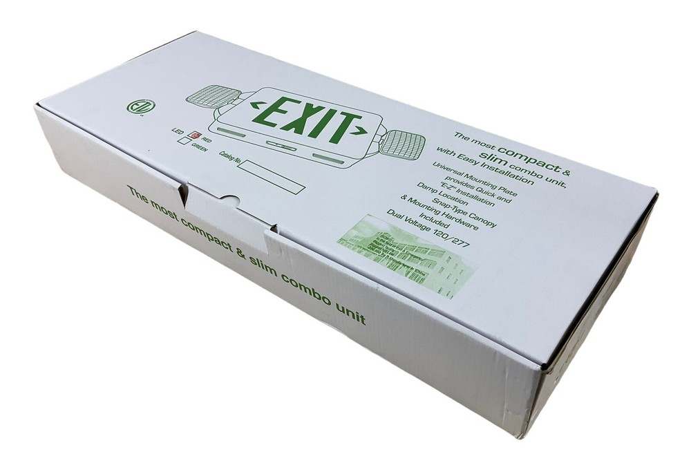 4 Pack Red Intertek ETL Listed® LED Exit Sign Emergency Fire Light Combo New