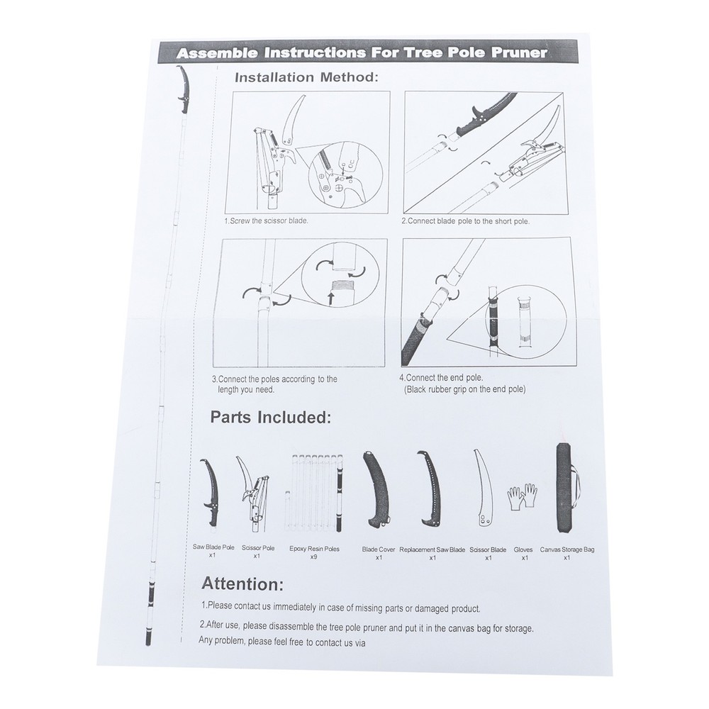 27FT Extendable Tree Trimmer & Pole Saw Combo 8-Section Telescoping Green Pole