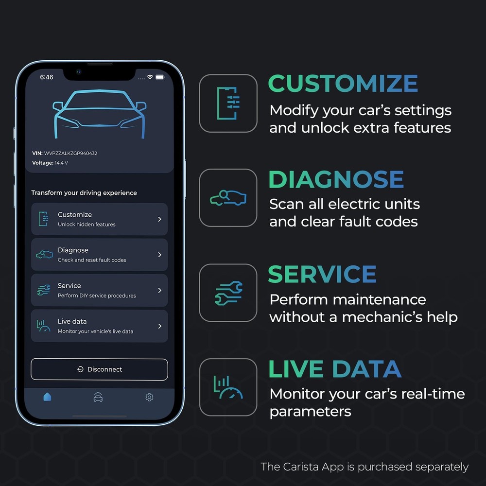 Carista EVO - Bluetooth OBD2 Scanner - Car Diagnostic Tool & Code Reader with...