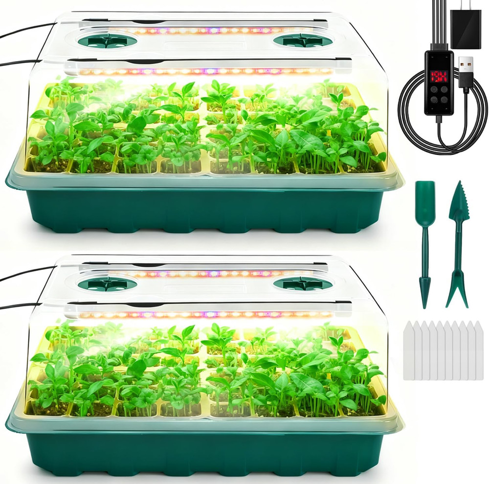 Seed Starter Tray with Grow Light, 96-Cell Seed Starter Kit, Seedling Starter Tr