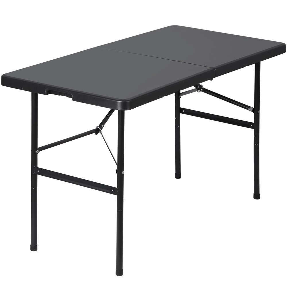 2PCS Folding Table 4FT Fold-in-Half Utility Dining Table for Camping w/ Handle