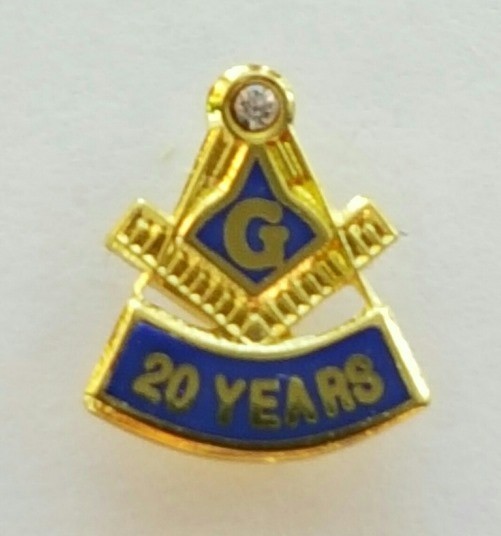 Masonic 20 year service lapel pin
