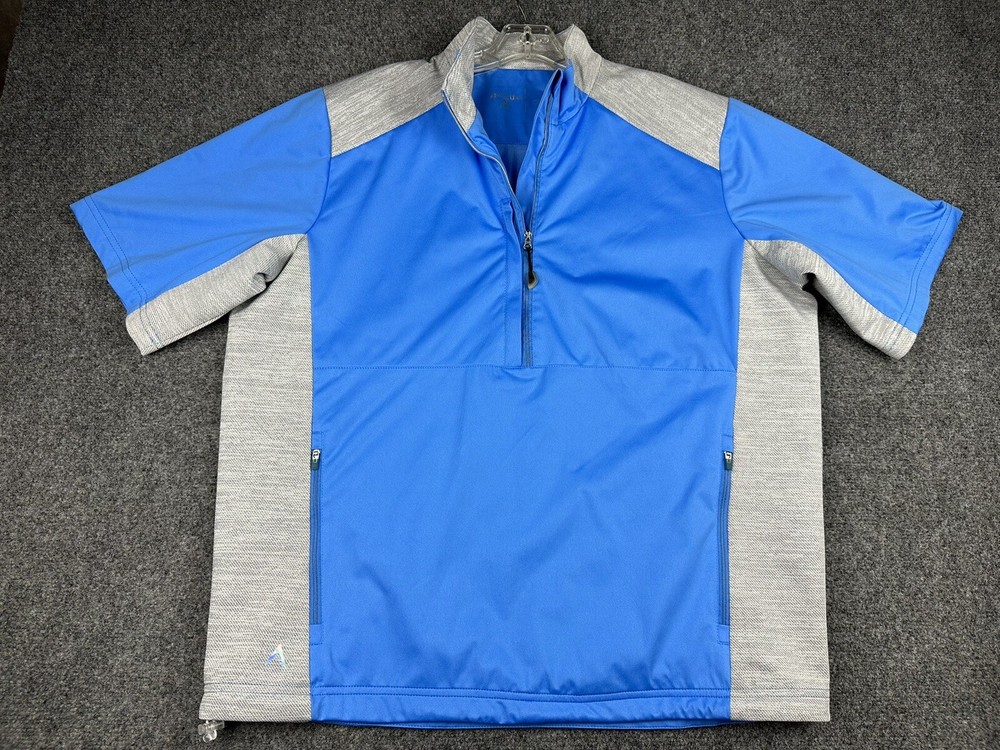 Antigua 1/4 Zip Golf Pullover Trainer Jacket Sz Large Pockets Blue Athletic