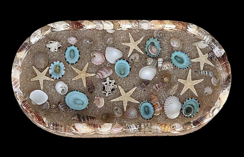Handmade resin sand and shell trinket dish