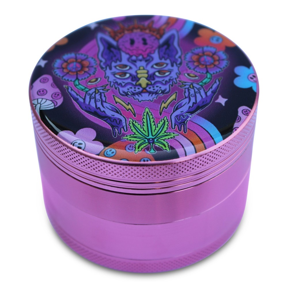 Herb Grinder Crusher Aluminum Pink Cat Hippy Space