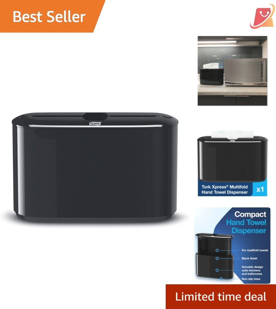 Paper Towel Dispenser Black Space-Saving Single-Dispensing for H2 Refill