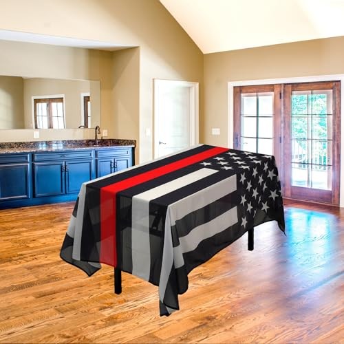 MSFHHA Rectangular Tablecloth Thin Red Line Firemen Firefighter Tablecloth