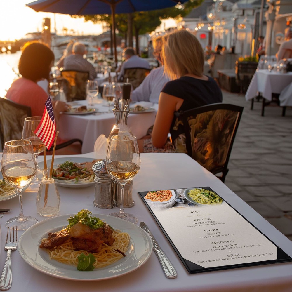 WeChef 5 Pack Leather Menu Covers 8.5"x14" Single Page Angled Corners Wine List