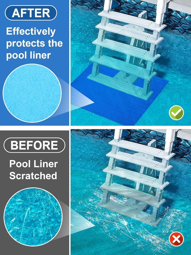 Blue Vinyl Pool Ladder Step Mat 36x36 Non-Slip, Buffer & Protector