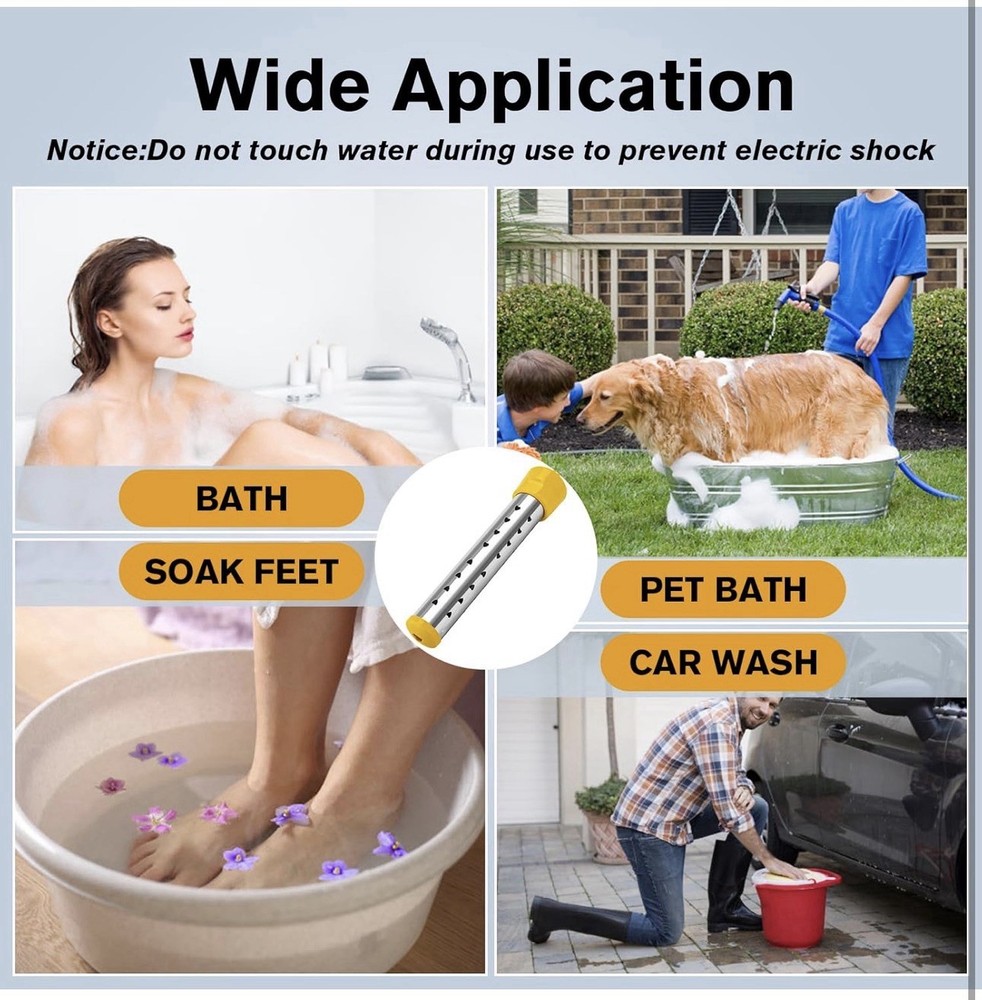 1500W Immersion Water Heater Fast Heating | Digital LCD Thermometer for Bath