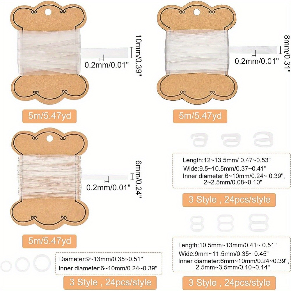 1box Bra Accessories Kit including 15M Transparent Elastic Shoulder Strap