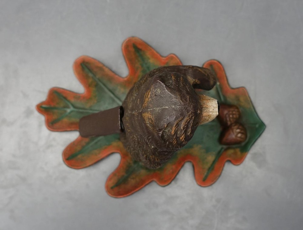Cast Iron MCM Bear Standing on Leaf Nutcracker 9.5" x 7.5" Unmarked