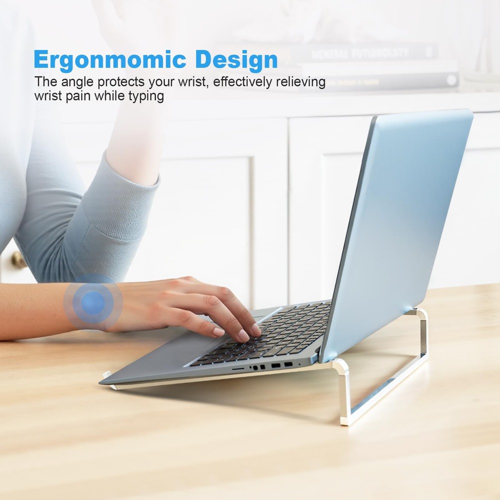 TENOC Foldable Laptop Stand for Desk, Universal Riser Silver