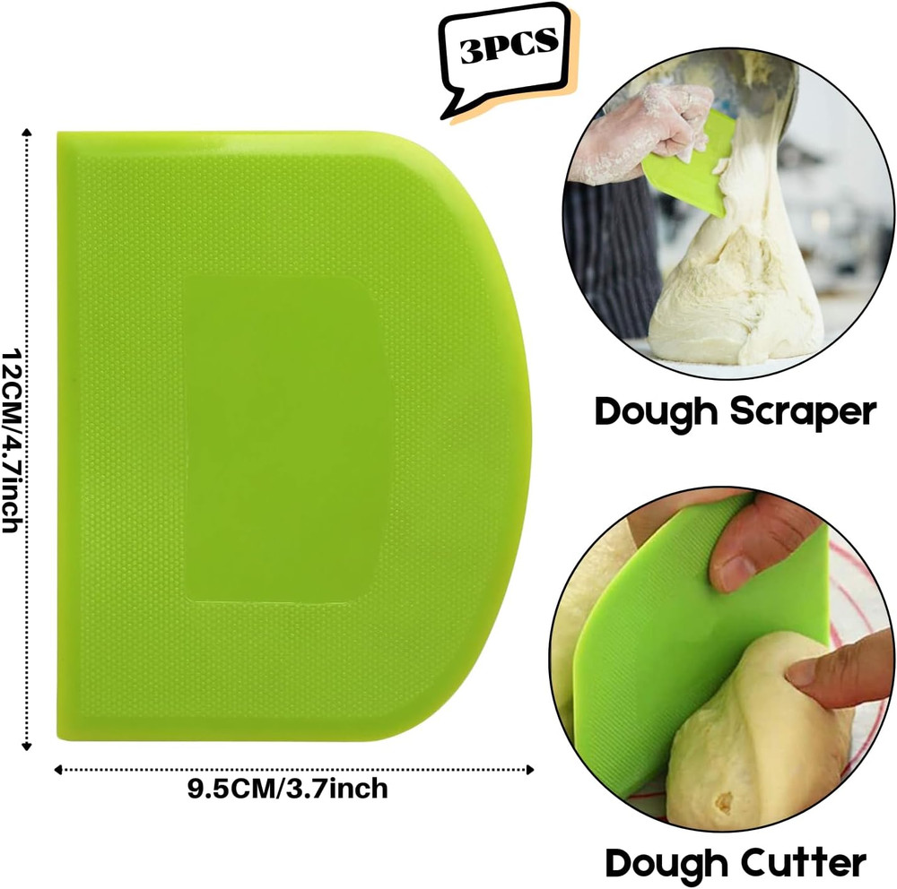 SURDOCA Dough Scraper Bench Scraper - 3P 4.7X3.7" Plastic Flexible Bowl Scraper,