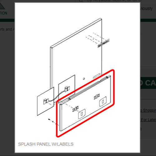 SPLASH PANEL W/LABELS #1011447-179