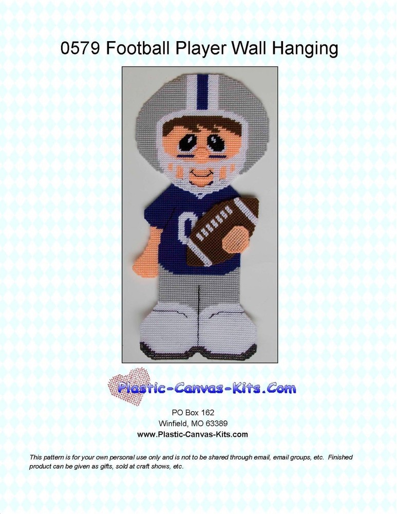 Football Player-Wall Hanging-Plastic Canvas Pattern or Kit