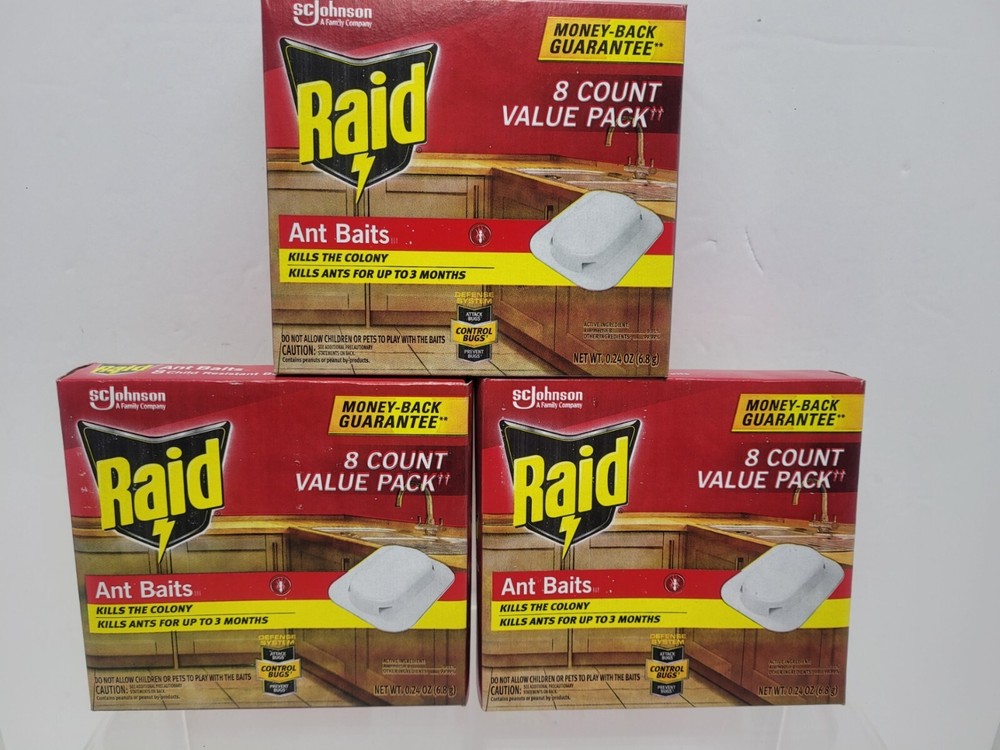 3--Raid Ant Baits III, Indoor Ant Killer, 0.24 oz, 8 ct x 3