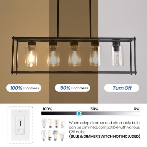 Black Dining Room Light Fixtures Modern Rectangular 5-Light MK404-5(35.4")