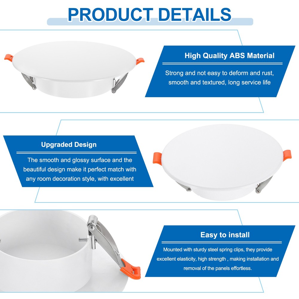 2Pack 5.3" Spring Ceiling Cover Plate Suitable for 3.4-5 " Round Hole, White