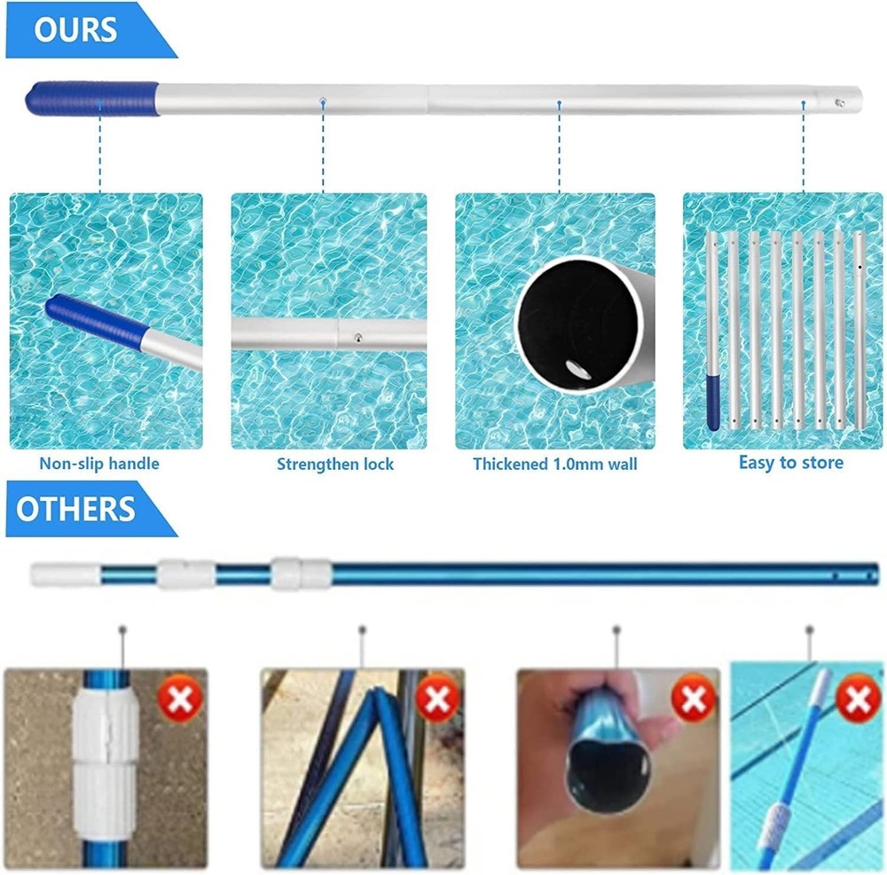 10.5ft Telescopic Pool Pole with Textured Grip for Maximum Stability and Control