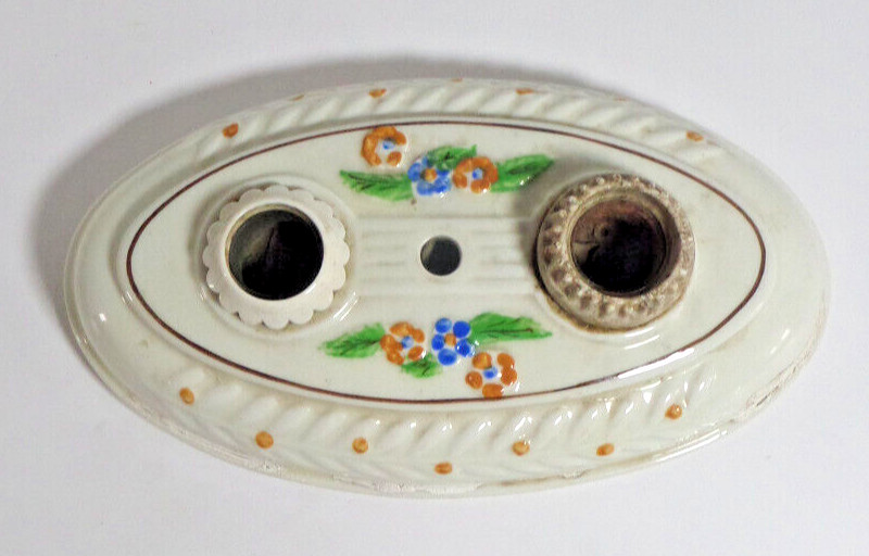 oval 2 light socket flowered vintage ceramic