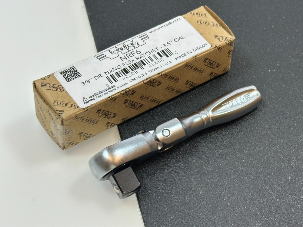 NEW VIM Tools NRF6 3/8" Dr. Nano Flex Head Quick Release Micro Ratchet 3.5" Long