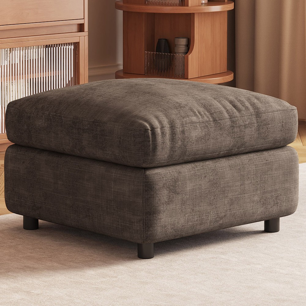 Modern Brown Ottoman for Sectional Sofa Comfy Upholstered Ottoman with Storage