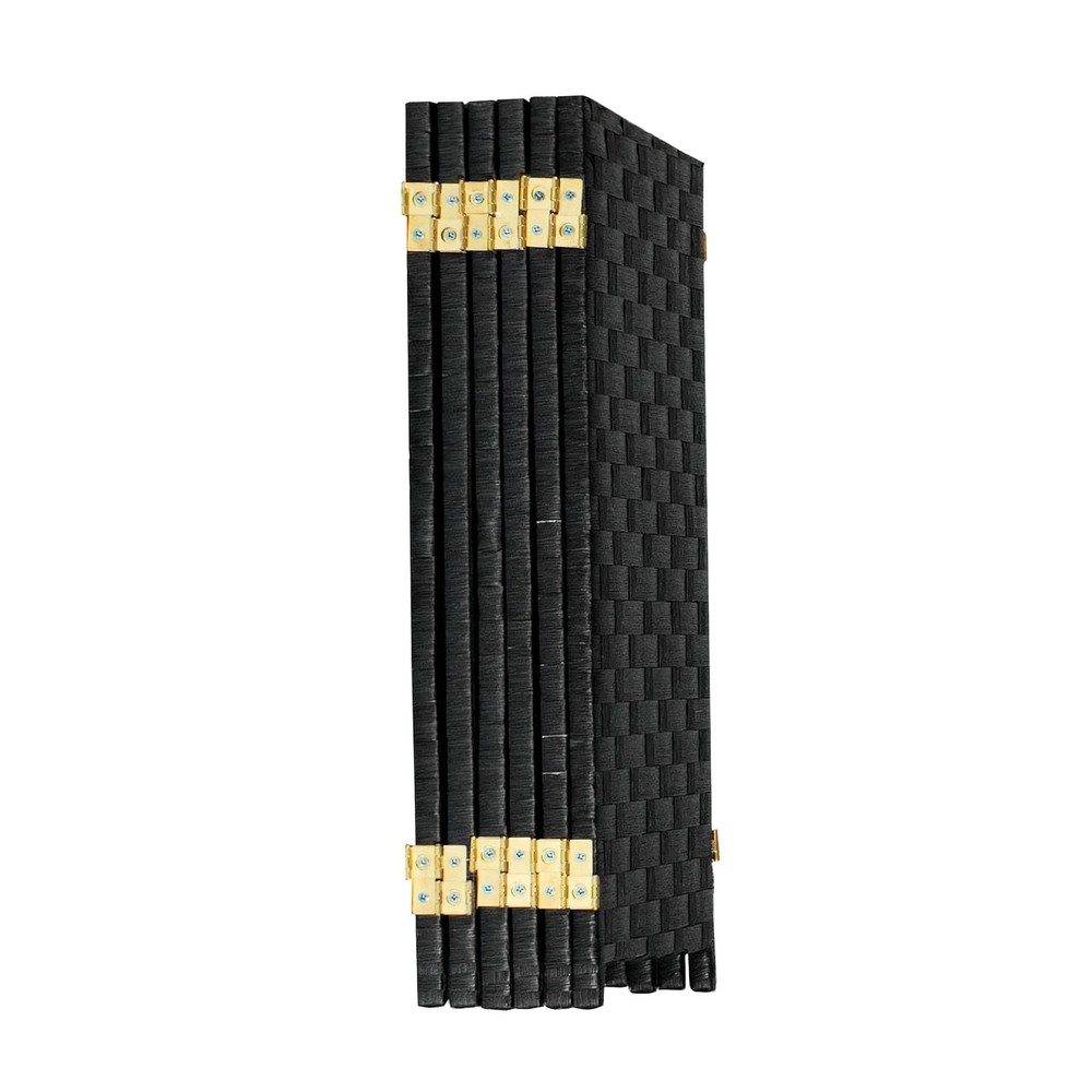 2 ft. Short Woven Fiber Folding Screen - 6 Panel - Black