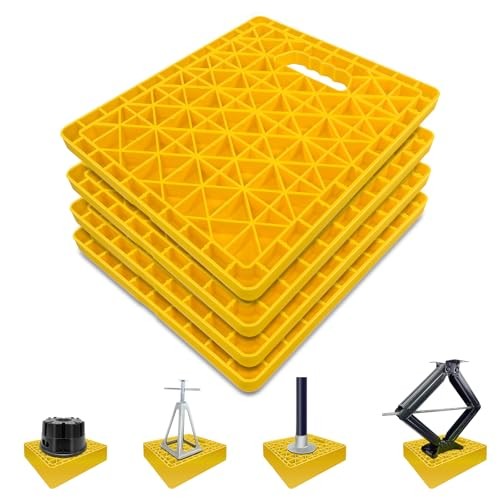 Large RV Jack Stabilizer Pads,Sinking Resistant Stackable Yellow 14"x12"