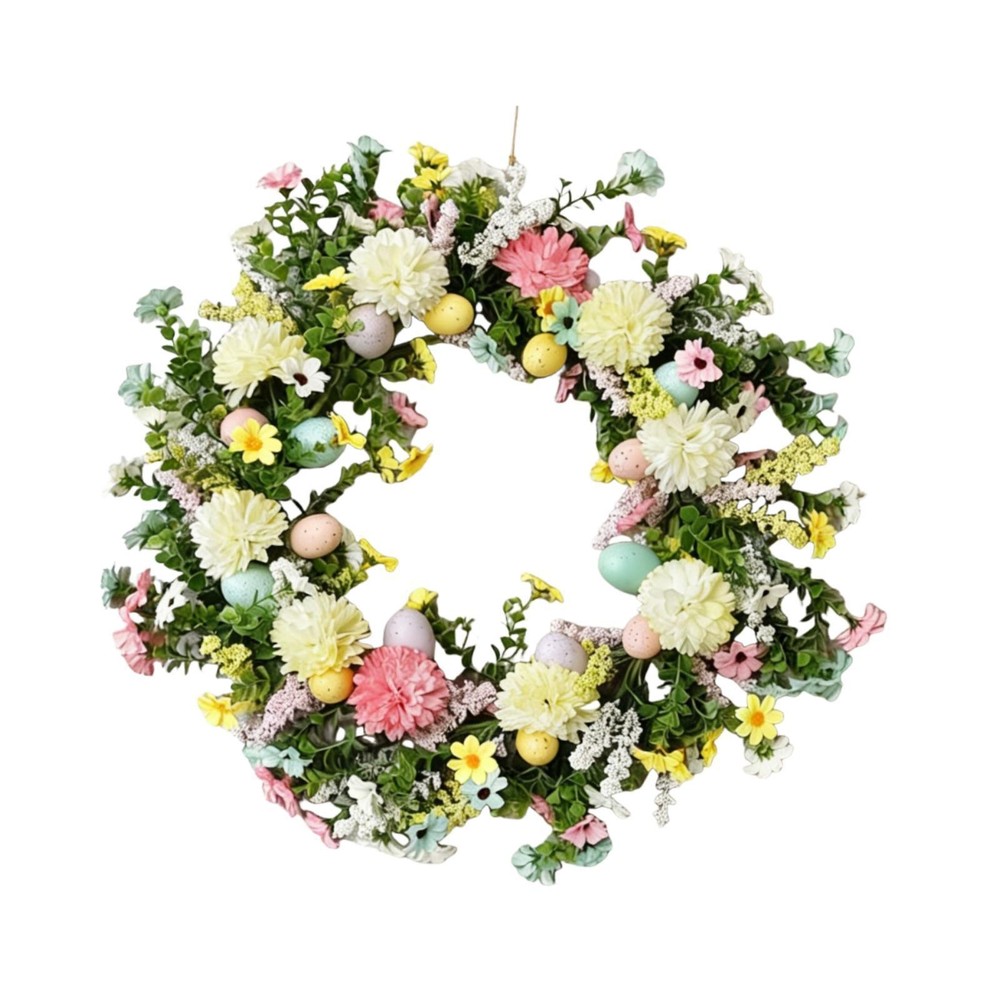 Easter Eggs Wreath Spring Flower Wreath Versatile Decorative Lovely Easter