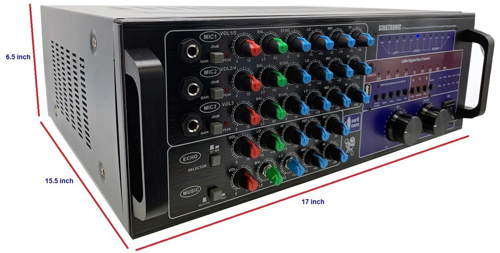 Mixing Amplifier Karaoke 3000W Built HDMI-Arc, Optical, Bluetooth, USB Recording
