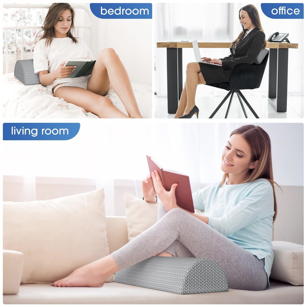 TranquilRelax Knee Pillow for Back Sleeping Memory Foam Half Standard, Grey