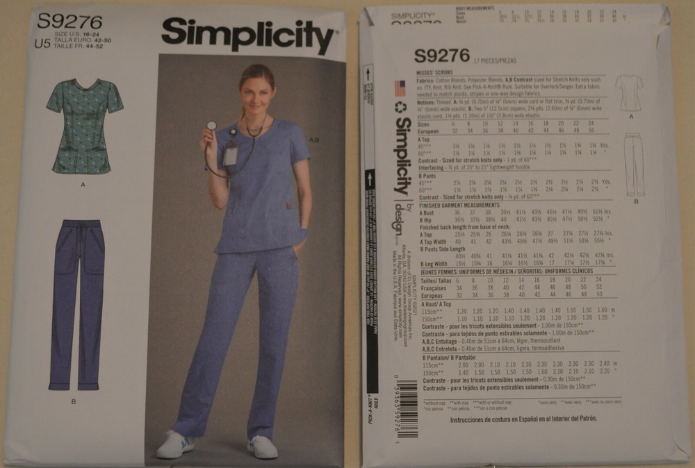Simplicity- 9276 - Misses' Scrubs