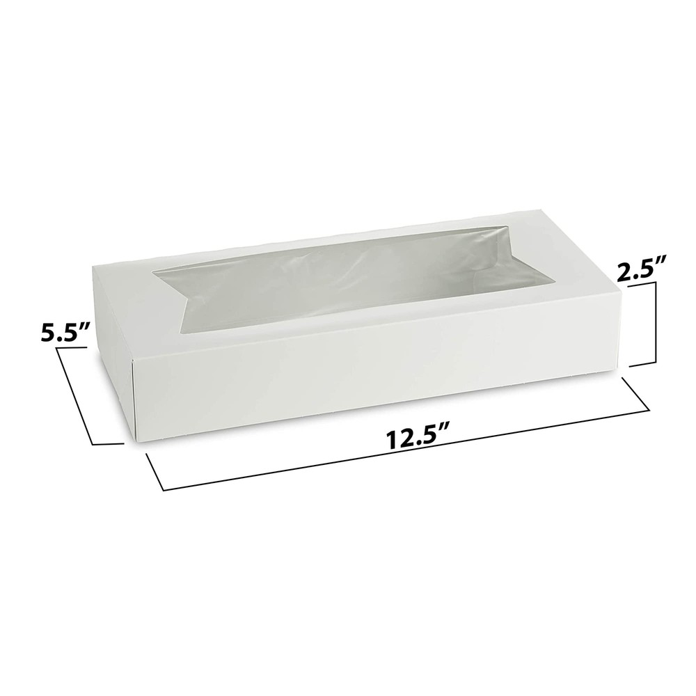 White Long Bakery Boxes - Chocolate Covered Strawberry Boxes Auto-Popup 12.5"...