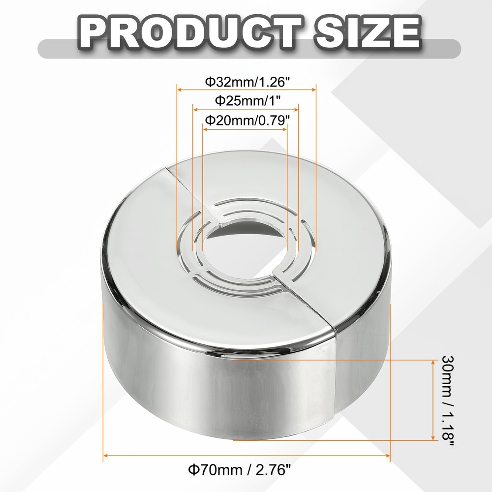 6pcs Wall Split Flange 1.18" Plastic Round Split Flange Pipe Cover, Silver