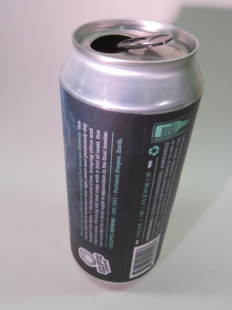 Craft BEER Empty Can ~ ECLIPTIC + FORT GEORGE Black Cold IPA ~ OREGON Breweries