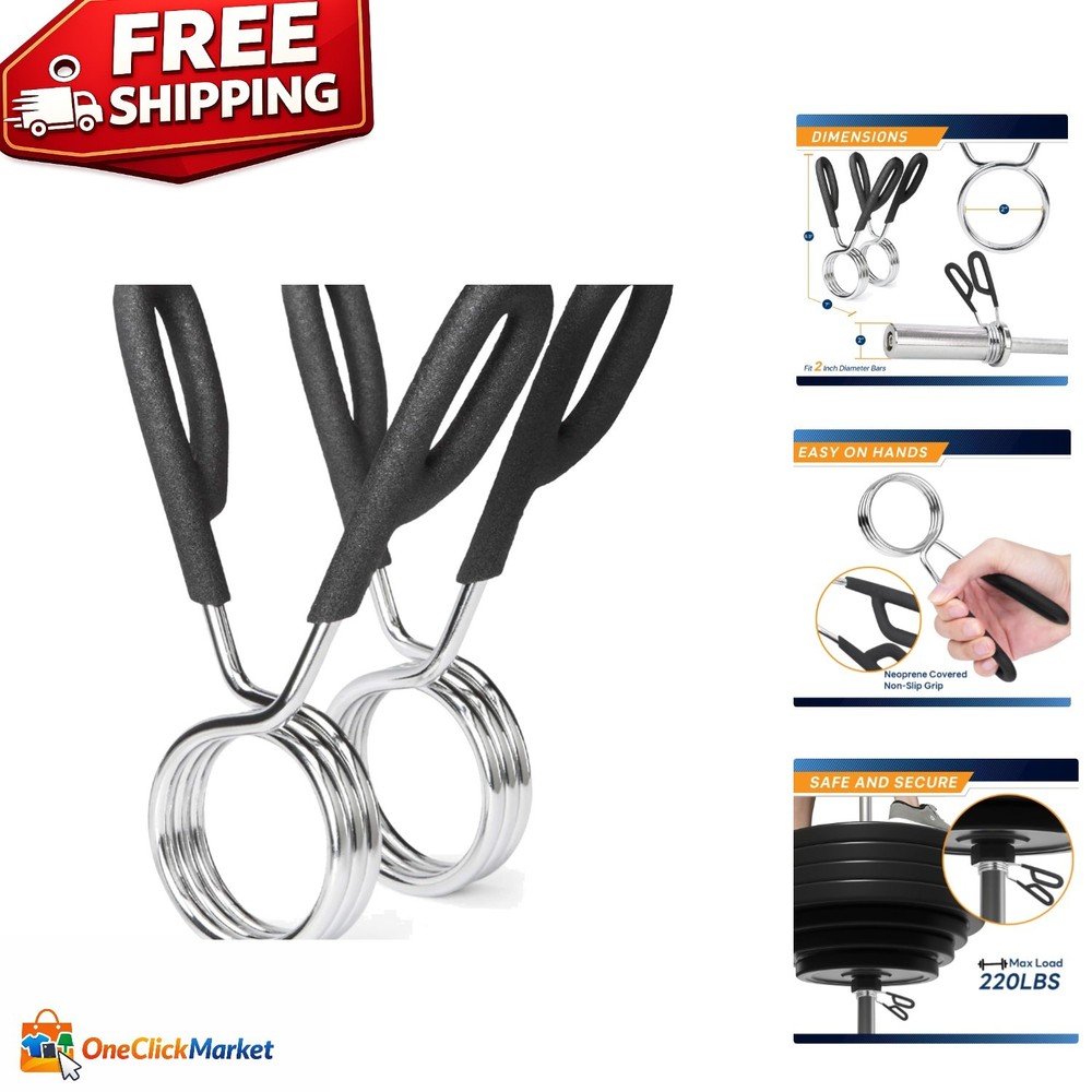 2-Inch Barbell Spring Clip Collar Pair – Secure & Durable for Safe Lifting