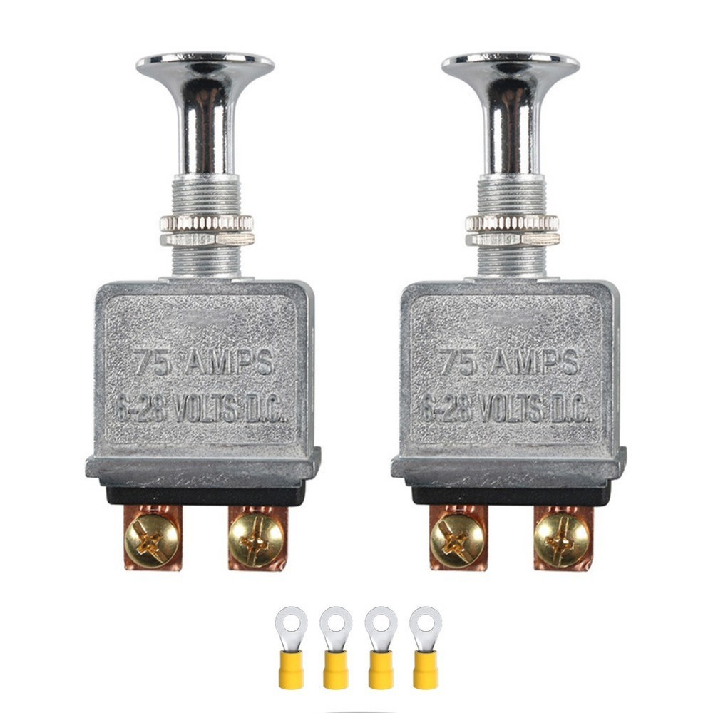 Push Pull Switch 2 Pack 75 Amp 628V DC SPST 2 Position with Spade Terminals