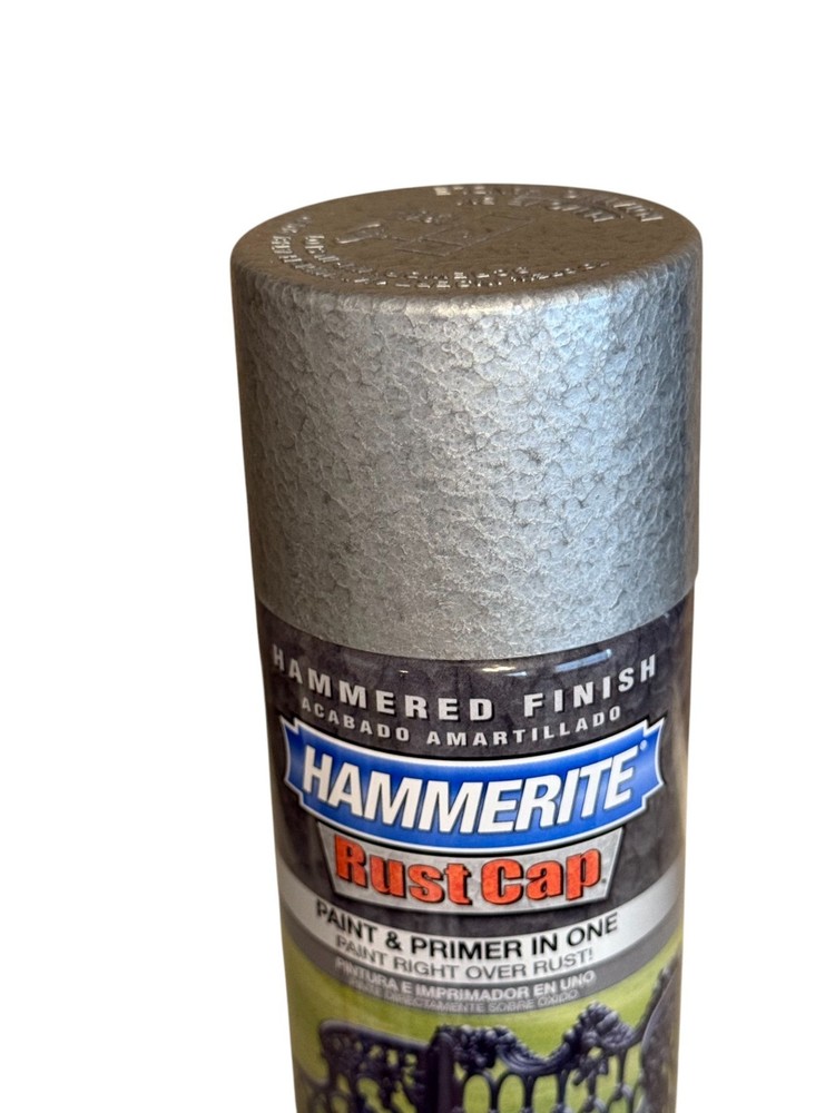 Hammerite Hammered Finish Rust Cap Spray Paint 12oz Can Silver Gray Grey