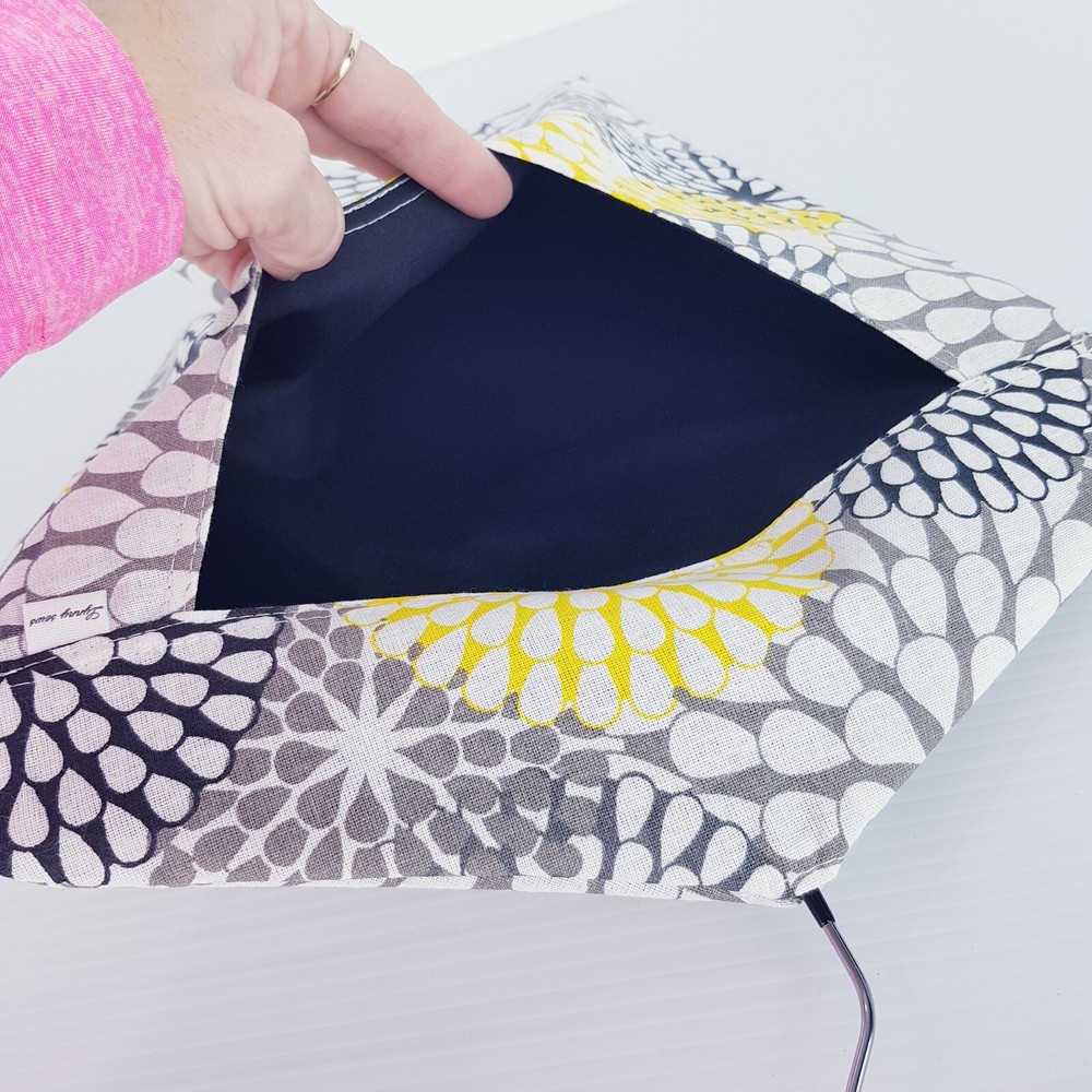 Peg Bag Handmade Grey Yellow Abstract Print Lined Laundry Clothes Peg Holder