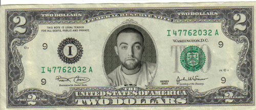 Mac Miller with 5x7 plaque $2 Dollar bill Mint real