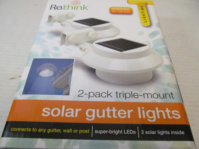 Rethink 2-Pack Triple-Mount Solar Gutter Lights, Super-Bright LEDs, White