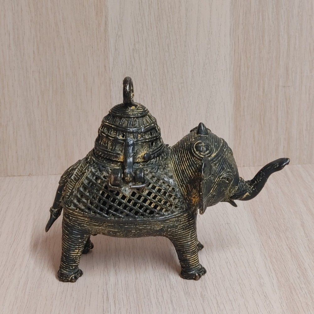 Metal Elephant Incense Burner Holder 5.5" Long